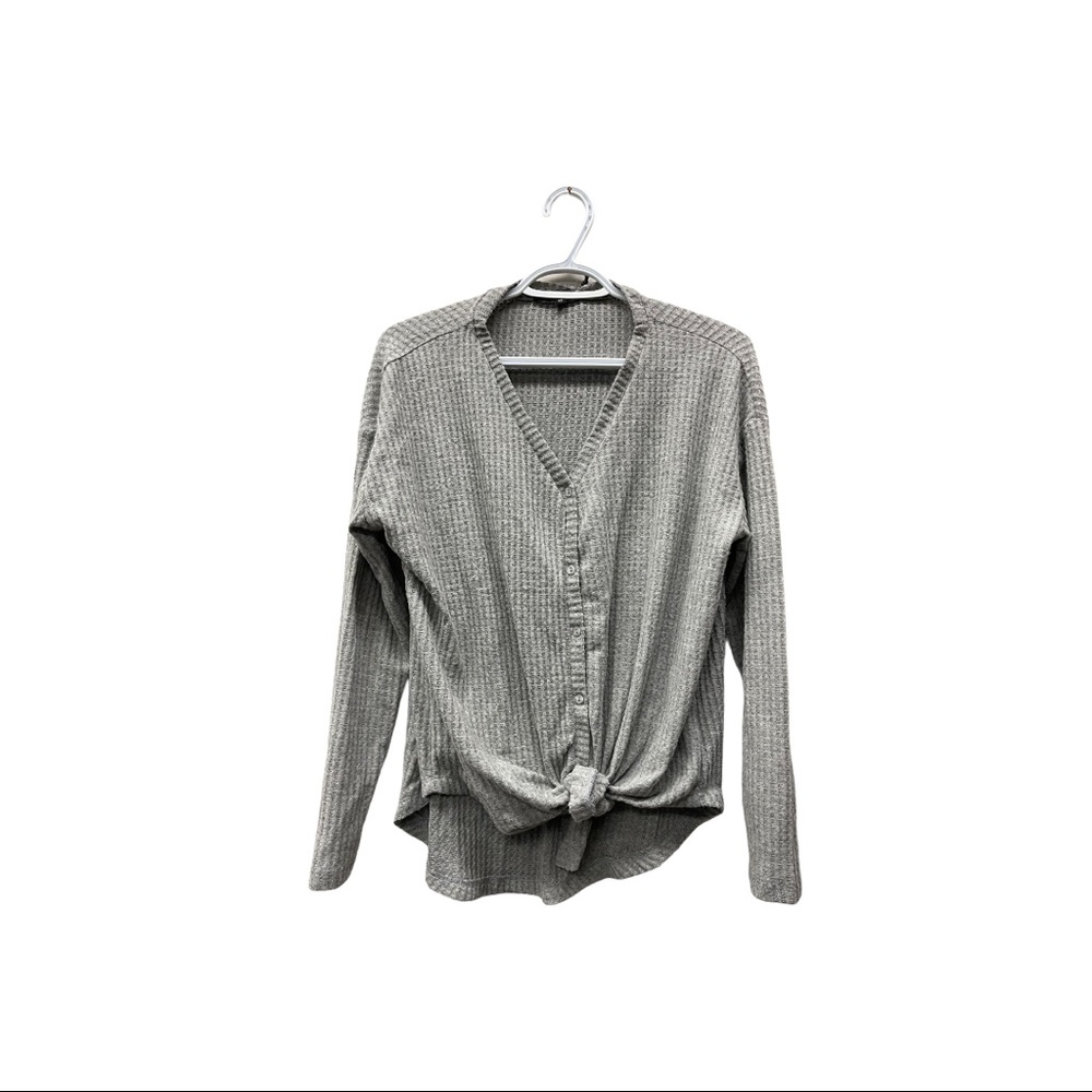 NWT Gibson Grey thermal tie up long sleeve top